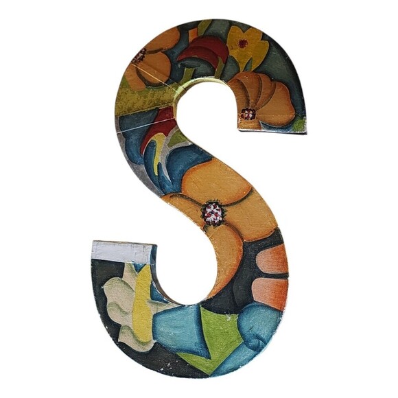 Anthropologie Ampersand S Painted Sign Alphabet Wall Art Name Symbol Home Décor - Picture 8 of 9